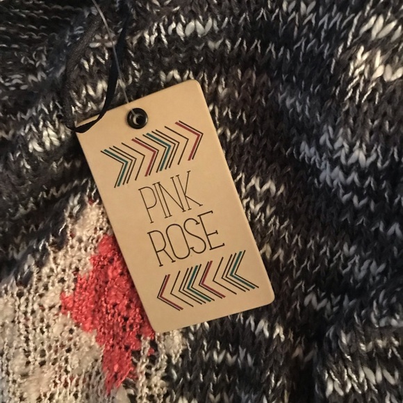 NWT Pink Rose Marled Textured Fox Gray Knit Winter Top - Size S - Picture 3 of 3